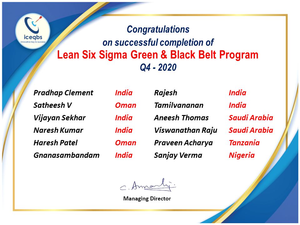 Lean Six sigma Green belt training in India
